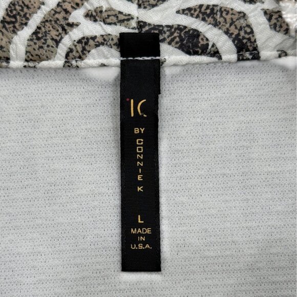 IC By Connie K. Jacket Tunic Button Up Blazer Rose Tan White Black Womens Size L - Picture 4 of 7